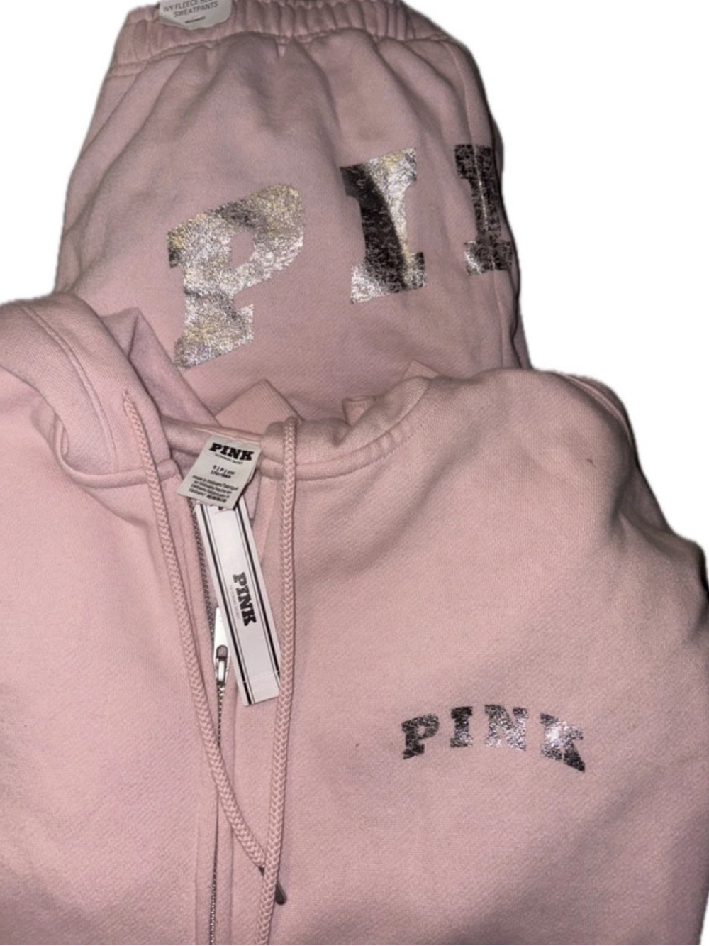 PINK Victoria's Secret Light Pink Joggers Sweatpants with Silver Logo